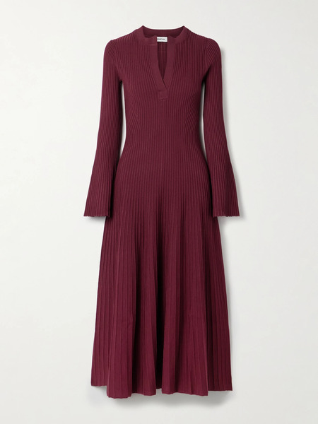  Simkhai Simkhai - Genna Ribbed-knit Midi Dress - Burgundy 
