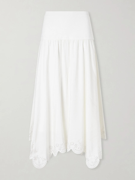  Simkhai Simkhai - Heaven Embroidered Linen-blend Midi Skirt - White 