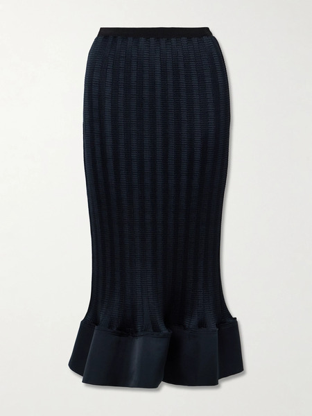  Simkhai Simkhai - Hollis Shirred Satin Midi Skirt - Black 