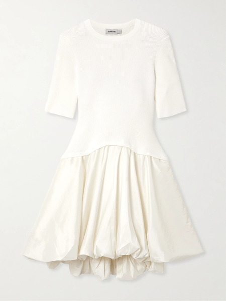  Simkhai Simkhai - Kenny Ribbed-knit And Pleated Taffeta Mini Dress - White 