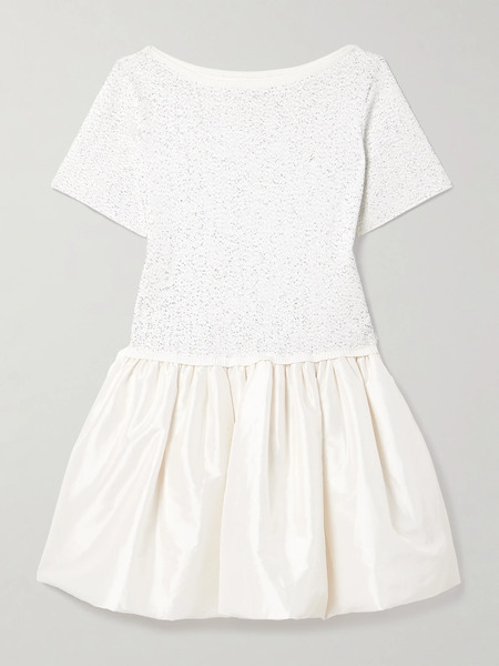  Simkhai Simkhai - Kenz Sequin-embellished Stretch-knit And Gathered Taffeta Mini Dress - Ivory 