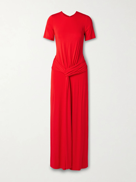  Simkhai Simkhai - Nalani Tie-front Draped Stretch-jersey Gown - Red 