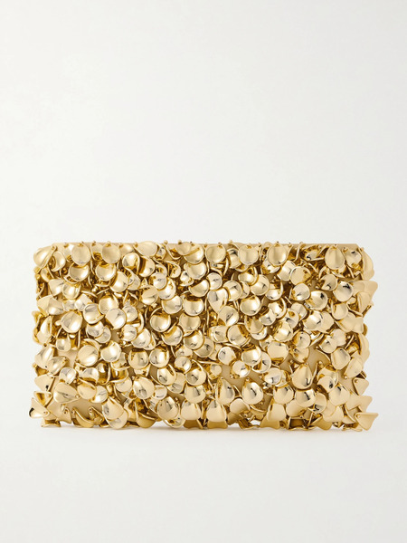  Simkhai Simkhai - Reese Beaded Metallic Satin Clutch - Gold 