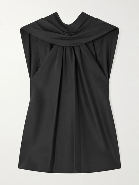  Simkhai Simkhai - Scarlett Cape-effect Draped Satin Top - Black 