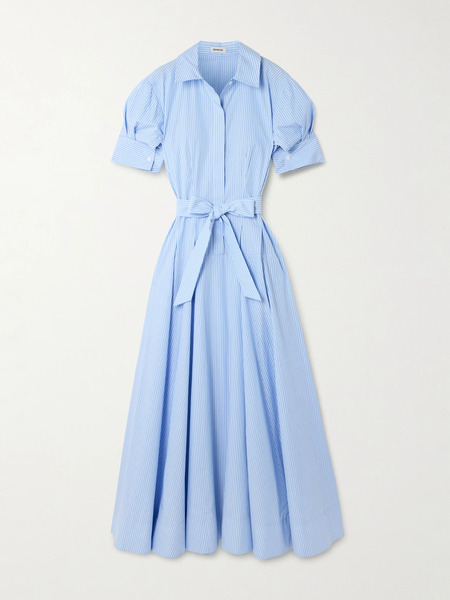  Simkhai Simkhai - Truman Belted Striped Cotton Midi Shirt Dress - Blue 