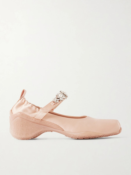  Simone Rocha Simone Rocha - Ballet Runner Crystal-embellished Satin Pumps - Pink 