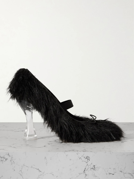  Simone Rocha Simone Rocha - Bow-embellished Faux-fur Pumps - Black 
