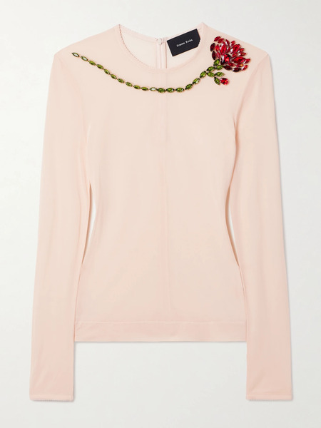  Simone Rocha Simone Rocha - Crystal-embellished Stretch-jersey Top - Pastel Pink 