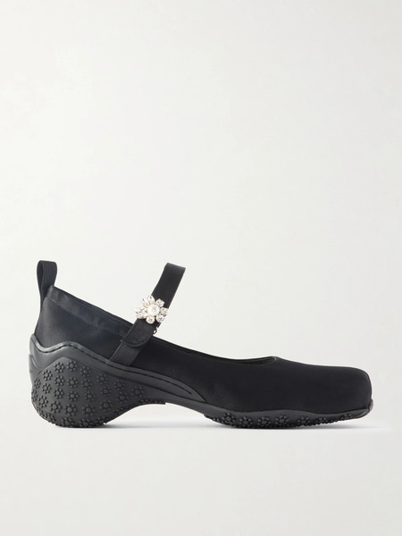  Simone Rocha Simone Rocha - Embellished Satin Mary Jane Pumps - Black 