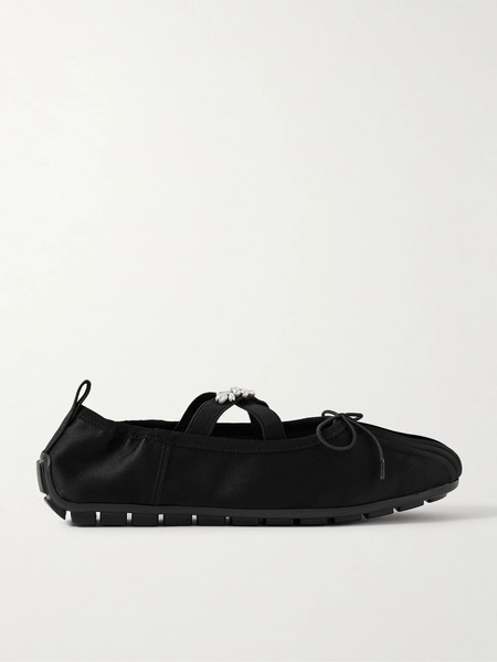  Simone Rocha Simone Rocha - Faux Pearl-embellished Pleated Shell Ballet Flats - Black 