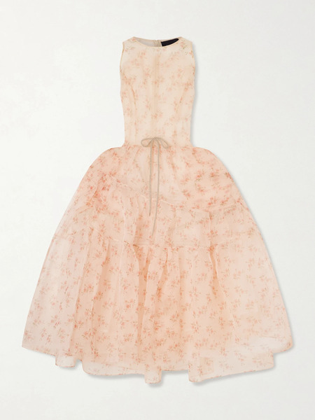  Simone Rocha Simone Rocha - Flounce Organza Floral Dress - Pastel Pink 