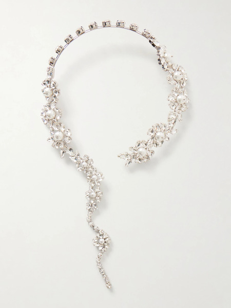  Simone Rocha Simone Rocha - Fragment Heartbloom Silver-tone Crystal Necklace - One Size 
