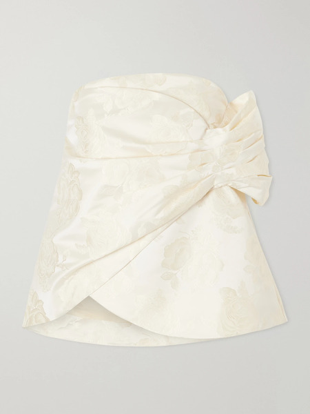  Simone Rocha Simone Rocha - Gathered Flower Sash Satin Brocade Top - Cream 