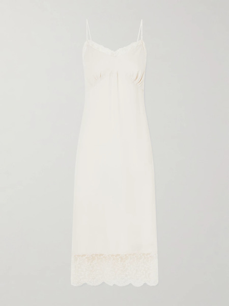  Simone Rocha Simone Rocha - Lace-trimmed Crepe De Chine Midi Dress - Pastel Pink 
