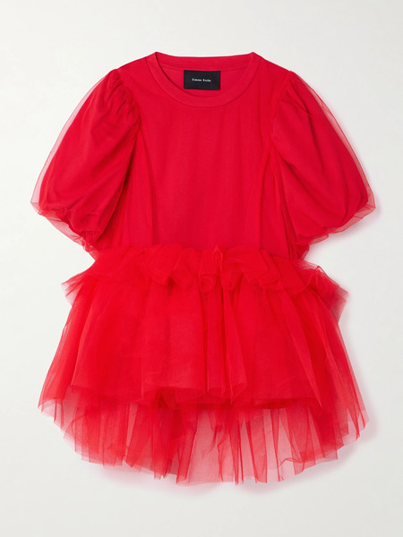  Simone Rocha Simone Rocha - Layered Ruffled Cotton-jersey And Tulle T-shirt - X Small 