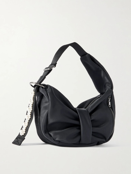  Simone Rocha Simone Rocha - Sling Bow Mini Faux Pearl-embellished Shell Shoulder Bag - Black 