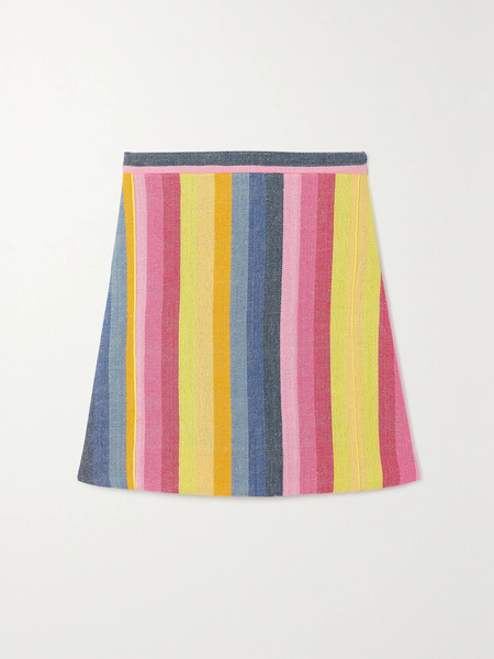  Sindiso Khumalo Sindiso Khumalo - Jemma Striped Linen-canvas Mini Skirt - Yellow 