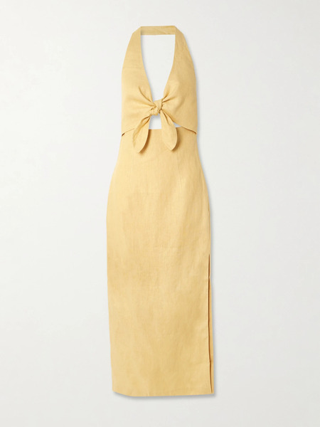  Sir. Sir. - Carlotta Tie-front Linen Halterneck Midi Dress - Yellow 