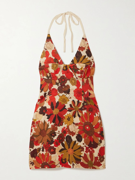  Sir. Sir. - Castella Floral-print Linen Halterneck Mini Dress - Multi 