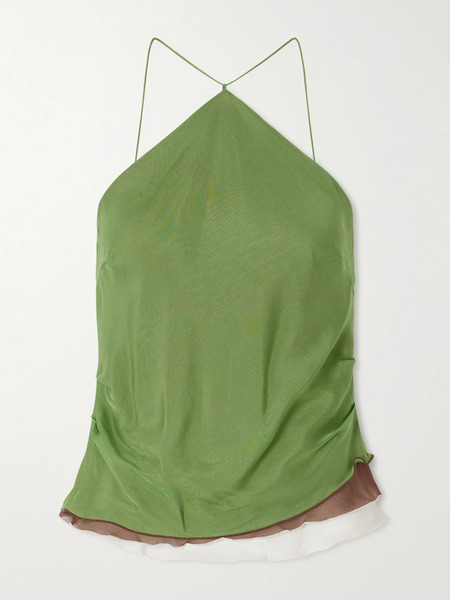  Sir. Sir. - Danica Layered Silk-chiffon Halterneck Top - Green 
