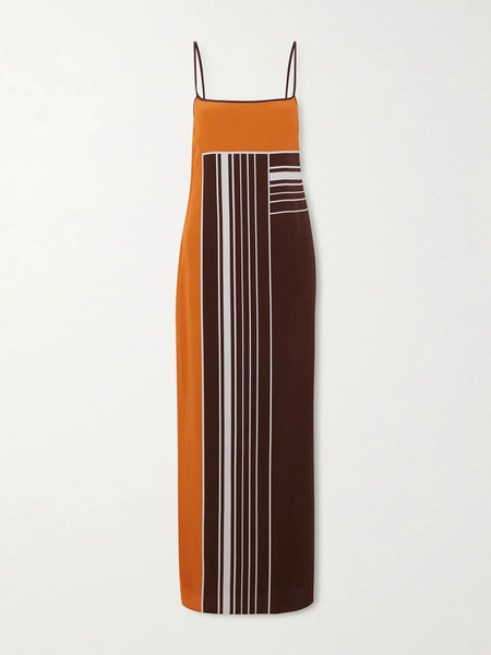  Sir. Sir. - Destino Striped Silk-crepe Maxi Dress - Brown 