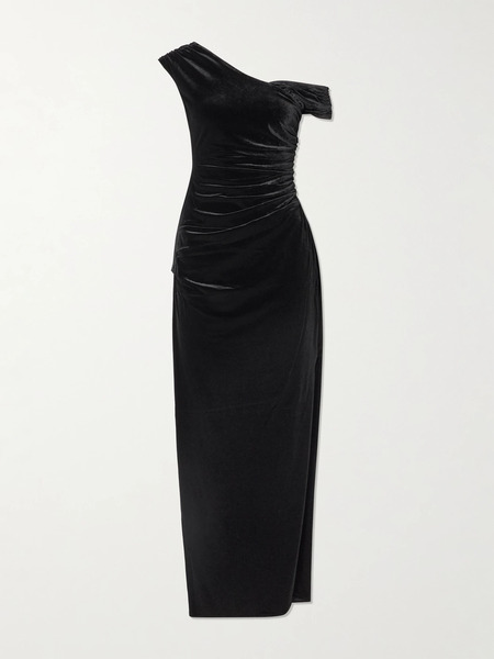  Sir. Sir. - Ettore Off-the-shoulder Draped Stretch-velvet Maxi Dress - Black 