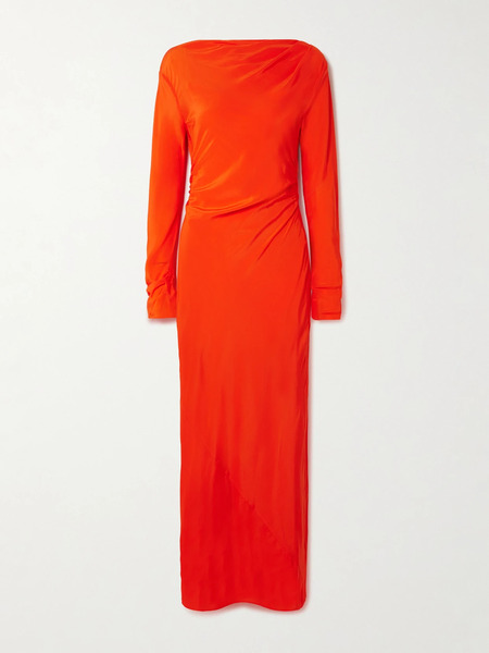  Sir. Sir. - Fresca Gathered Draped Silk Crepe De Chine Maxi Dress - Orange 