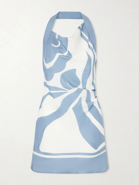  Sir. Sir. - Lilou Printed Silk-satin Halterneck Mini Dress - Blue 