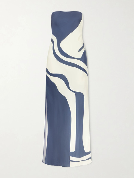  Sir. Sir. - Lilou Strapless Printed Silk-satin Maxi Dress - Blue 