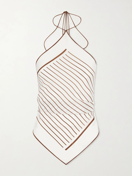  Sir. Sir. - Marais Striped Silk Halterneck Top - Brown 