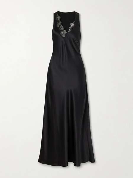  Sir. Sir. - Montparnasse Lace-trimmed Silk-satin Gown - Black 