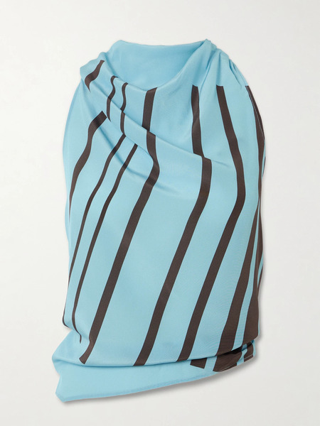  Sir. Sir. - Rioja Embellished Striped Silk-crepe Halterneck Top - Blue 