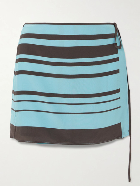 Sir. Sir. - Rioja Striped Silk-crepe Mini Wrap Skirt - Blue 