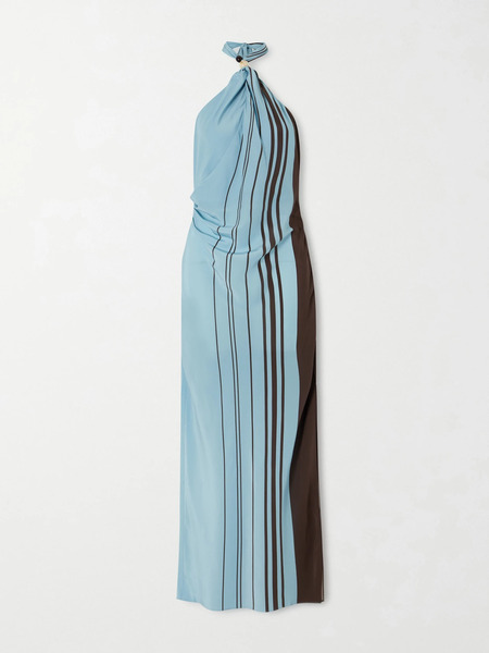  Sir. Sir. - Rioja Striped Silk Halterneck Maxi Dress - Blue 
