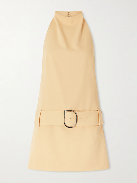  Sir. Sir. - Sabina Belted Draped Woven Halterneck Mini Dress - Pastel Yellow 