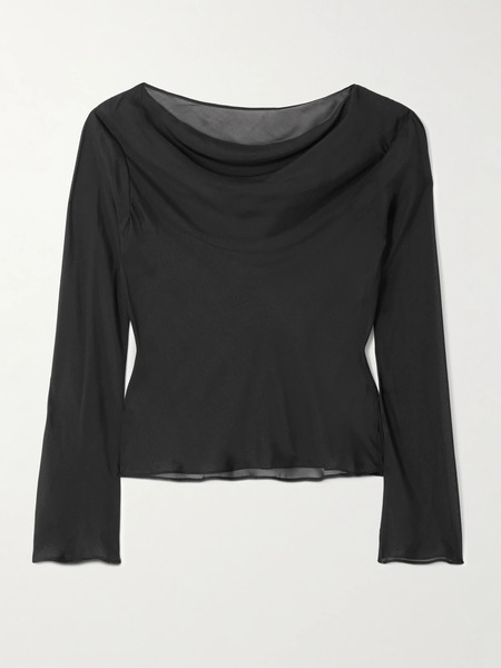  Sir. Sir. - Strobe Draped Silk-chiffon Top - Black 
