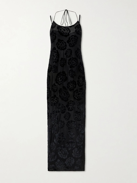  Sir. Sir. - Vittoria Devoré-velvet Halterneck Gown - Black 