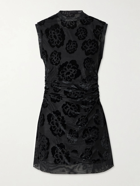  Sir. Sir. - Vittoria Ruched Devoré-velvet Mini Dress - Black 