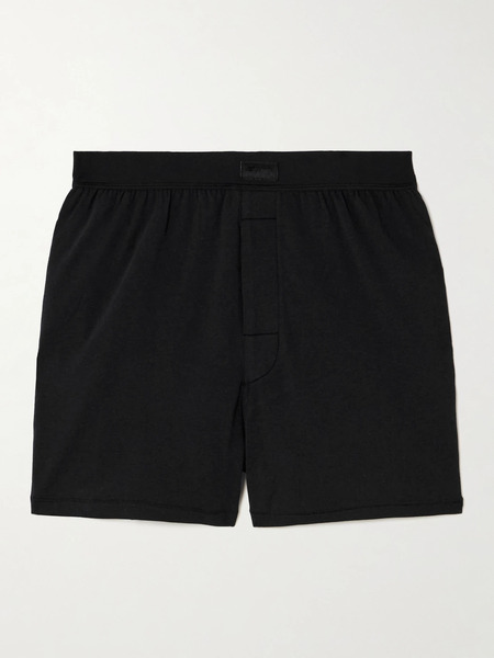  Skims Skims - Boyfriend Loose Boxer Stretch-modal And Cotton-blend Jersey Shorts - Onyx 