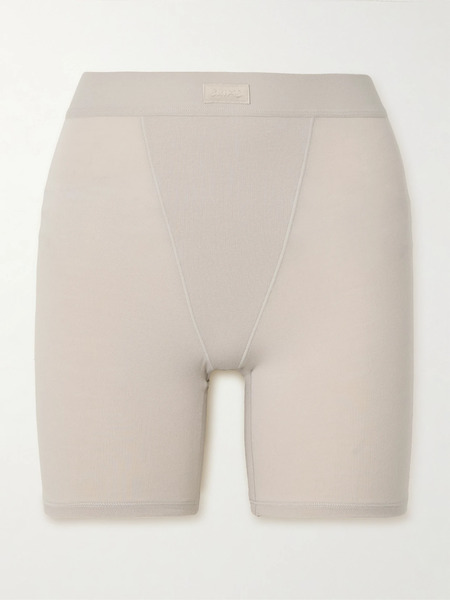  Skims Skims - Boyfriend Stretch-modal And Cotton-blend Jersey Boxer Shorts - Stone 