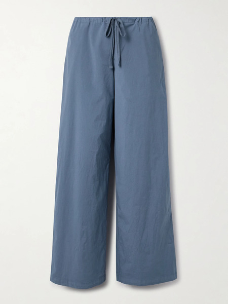  Skims Skims - Cotton-blend Poplin Wide-leg Pants - Harbor 