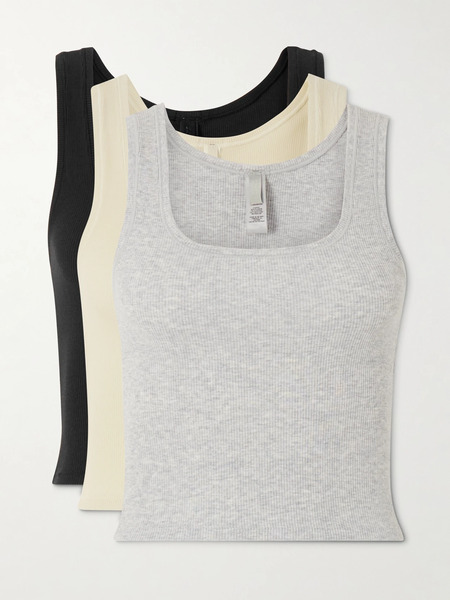  Skims Skims - Cotton Rib Tank 3-pack - Bone, Light Heather Gray, Soot 