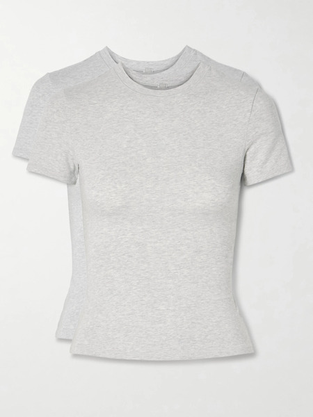  Skims Skims - Set Of Two Stretch-cotton Jersey T-shirts - Light Heather Grey 
