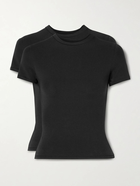 Skims Skims - Set Of Two Stretch-cotton Jersey T-shirts - Soot 