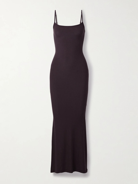  Skims Skims - Soft Lounge Ribbed Long Stretch-modal Slip Dress - Phoenix 