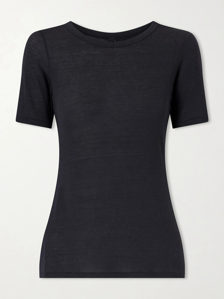  Skims Skims - Stretch-modal And Cashmere-blend T-shirt - Onyx 