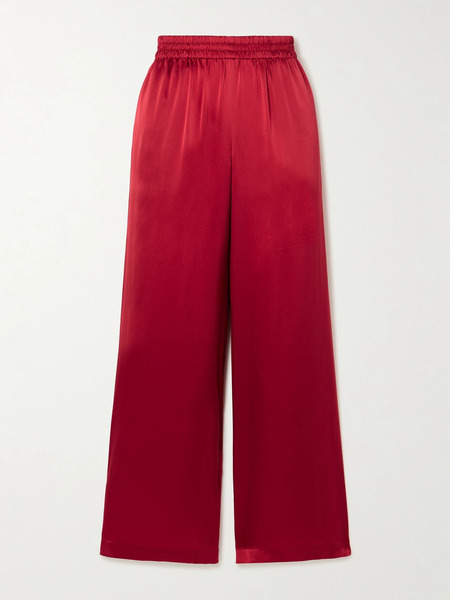  Skin Skin - Happiness Silk-satin Wide-leg Pajama Pants - Red 