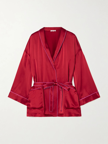  Skin Skin - Joy Piped Silk-satin Robe - Red 