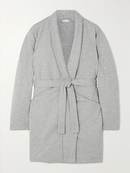  Skin Skin - Shannon Belted Padded Cotton-jersey Robe - Gray 