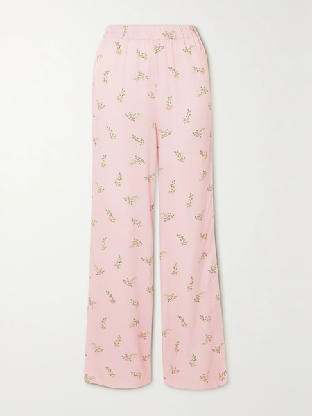  Sleeper Sleeper - Blossom Floral-print Satin Pants - Pink 